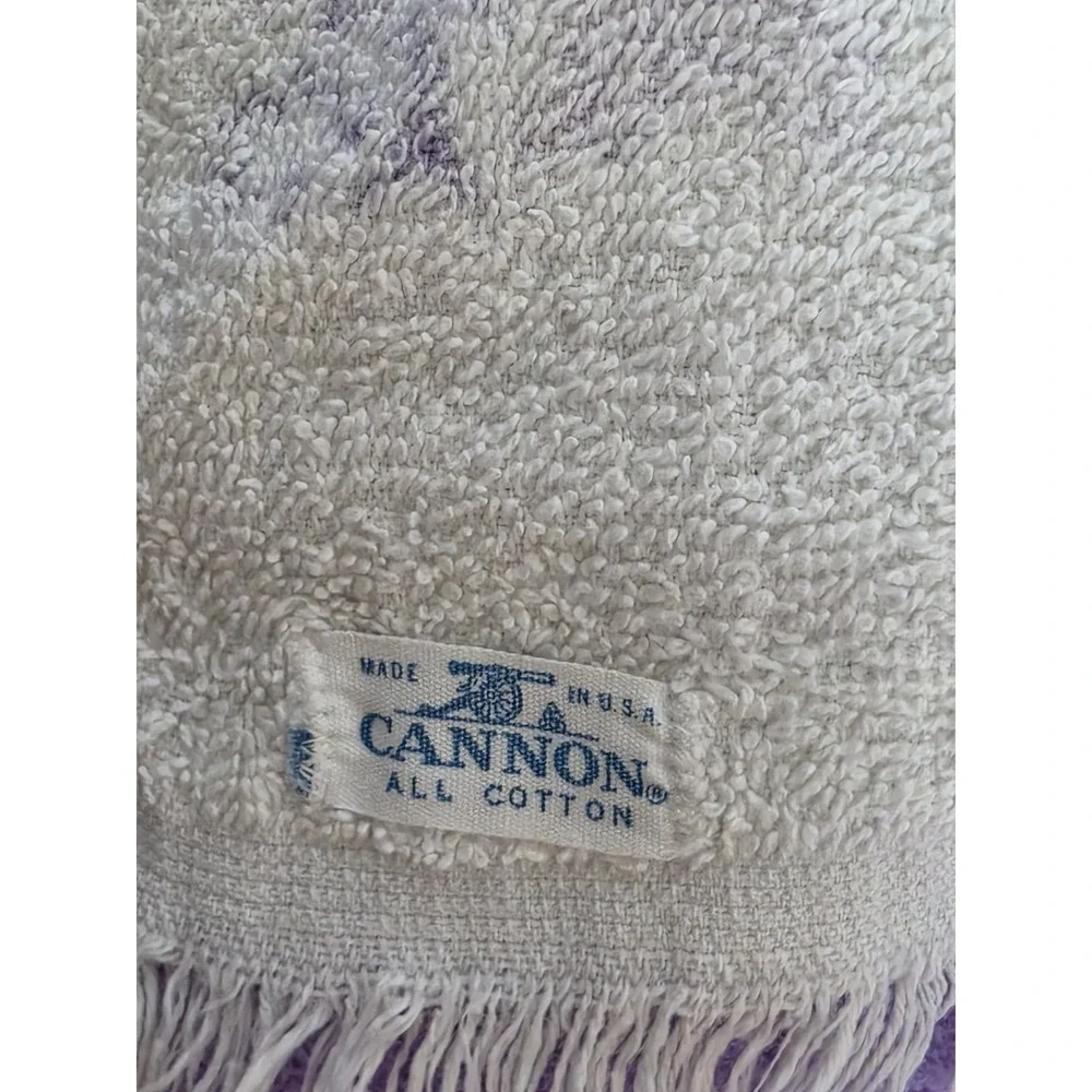 Vintage Sears Purple Cotton Towel 4 Piece Set & Cannon 1 White w/Purple Hand Twl